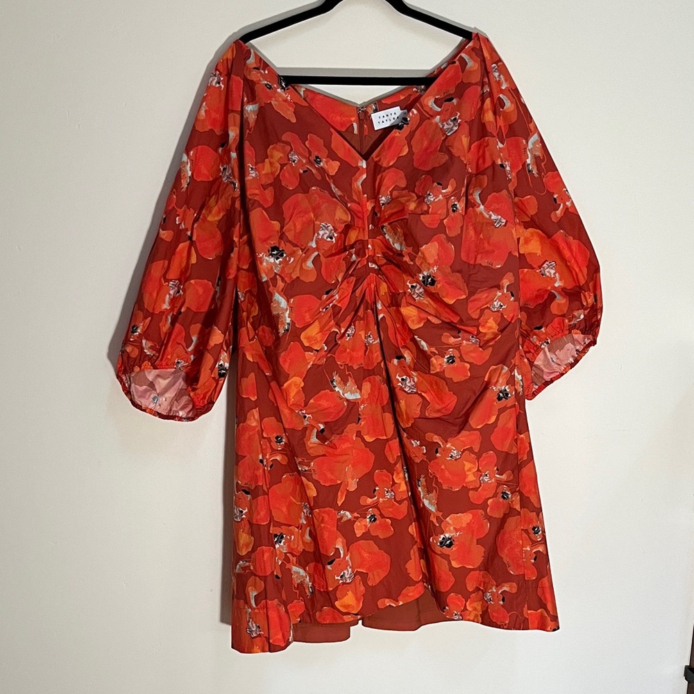 Tanya Taylor orange Floral Mini Dress-plus size 22